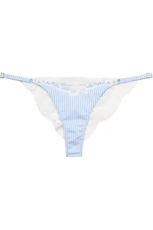 FLEUR DU MAL Lace-trimmed striped briefs