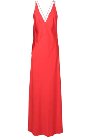 Lethicia Bronstein Satin-finish V-neck maxi dress