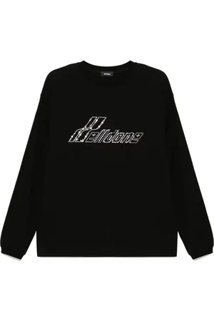 We11 Done Rhinestone Logo Long Sleeved T-shirt