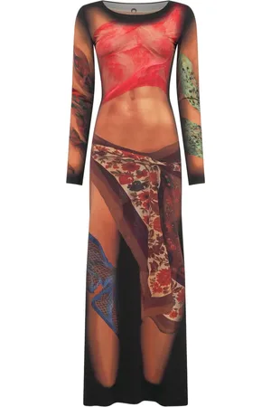 Marine Serre Draped Statue jersey maxi dress