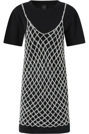 Pinko Beaded mesh-overlay dress
