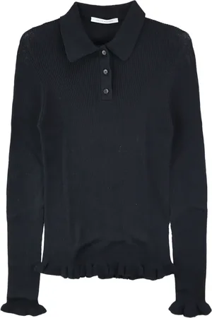 Cecilie Bahnsen Ruffle-hem ribbed polo top