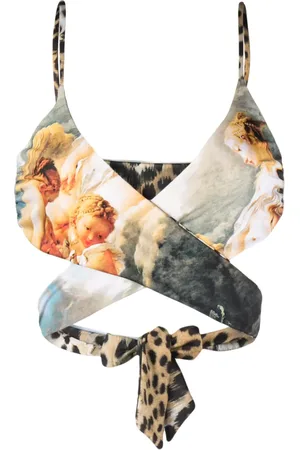 Roberto Cavalli Graphic-print reversible bikini top