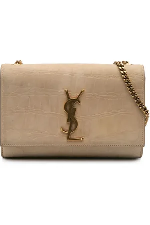 Saint Laurent 2023 Small Croc Embossed Nubuck Monogram Kate crossbody bag