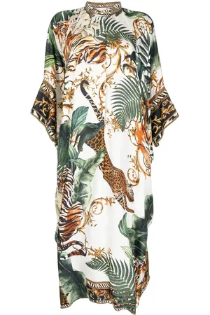 Camilla Tiger-print silk midi dress