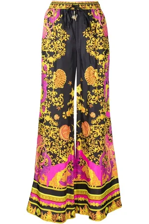 Camilla Printed silk wide-leg trousers