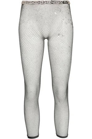 Maison Margiela Rhinestone-embellished mesh leggings