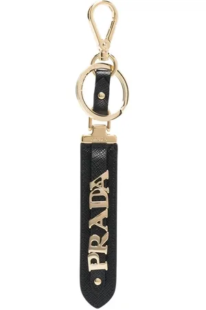 Prada Logo-lettering leather keychain
