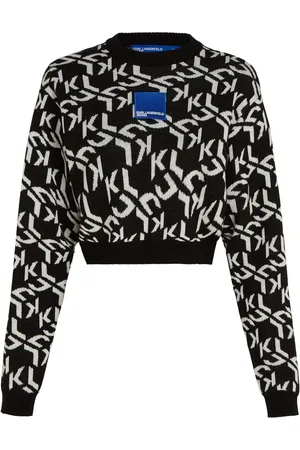 Karl Lagerfeld Monogram-jacquard cropped jumper