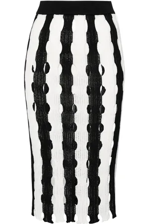 Pinko Cut-out striped midi skirt