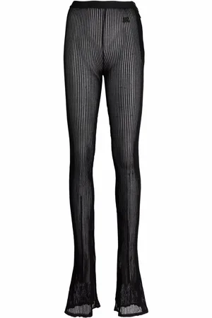 Courrèges Sheer embroidered-logo trousers