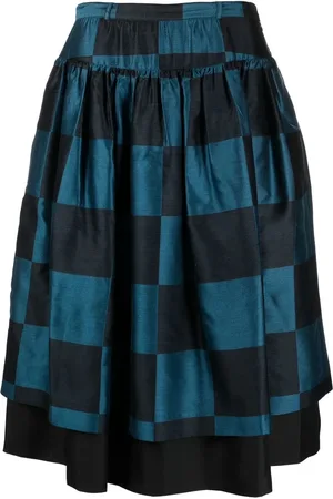 VALENTINO GARAVANI 1980s grid-print silk skirt