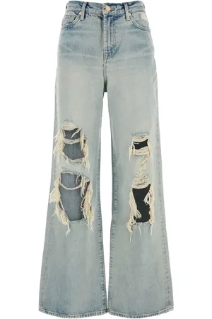 7 for all Mankind Distressed wide-leg jeans