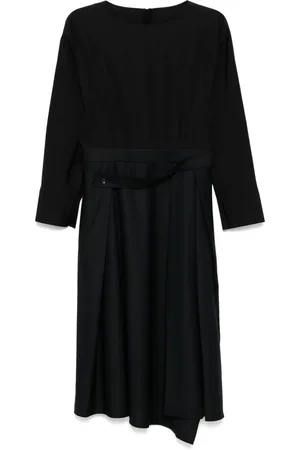 Less X-shaped blended jacquard long sleeved dress