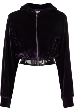 Philipp Plein Logo-embellishment velour hoodie