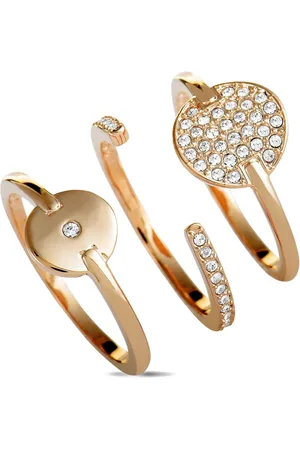 Swarovski 14K gold Ginger crystal rings (set of three)