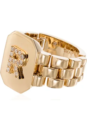 Shay 18kt yellow diamond initial R ring