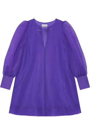 Ganni Puff-sleeve recycled-polyester minidress