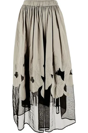 GENTRYPORTOFINO Floral-embroidered skirt