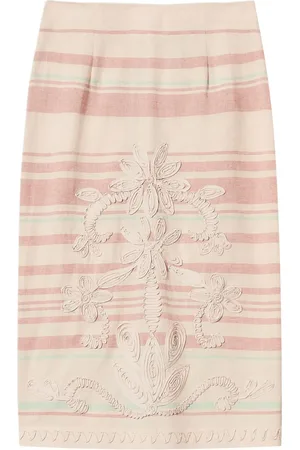 Twin-Set Embroidered striped pencil skirt