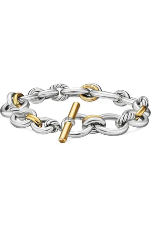 David Yurman 18K yellow gold and sterling DY Mercer® Chain diamond bracelet
