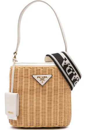 Prada 2013-2024 Wicker Canvas Panier bucket bag