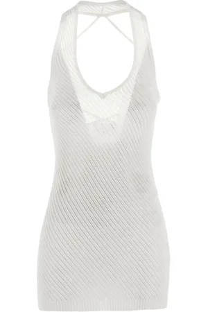 LANEUS Pointelle-knit mini dress