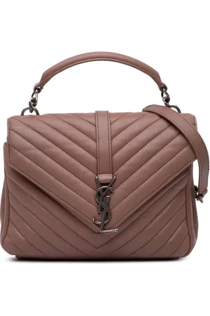Saint Laurent 2016 Medium Monogram Chevron Sheepskin College satchel