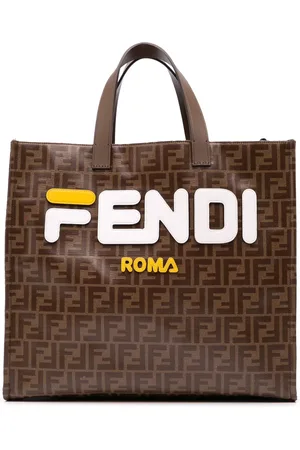 Fendi 2010-2024 Fila Zucca Coated Canvas Logo Mania Shopper Tote satchel