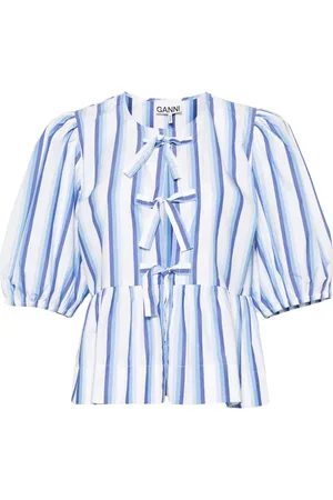 Ganni Striped peplum blouse