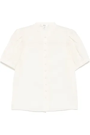 Frame Lace shoulder inset silk blouse