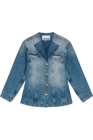 Ganni Raw-cut denim blazer