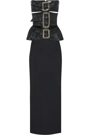 Jean Paul Gaultier Buckle-detail leather midi dress