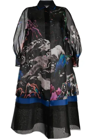 SHIATZY CHEN See-through printed silk coat