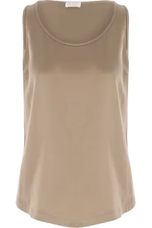 Brunello Cucinelli Silk-satin tank top