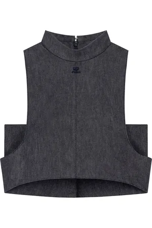 Courrèges Mock-neck denim top