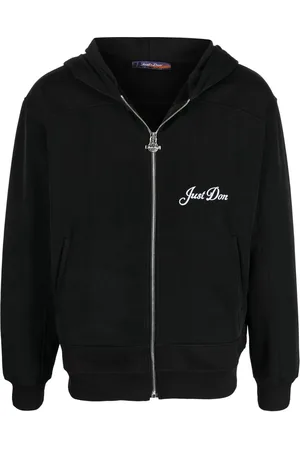 JUST DON Embroidered-logo zip-up hoodie