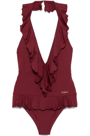 Chloé Ruffled V-neck swimsuit