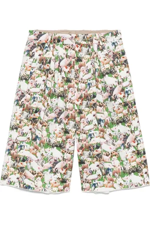 BLESS Pigs-print pleated shorts