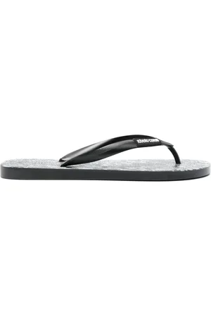 Roberto Cavalli Logo-patch textured flip-flops