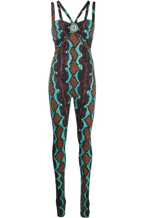 Roberto Cavalli Snakeskin-print stretch jumpsuit