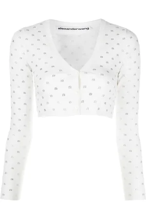 Alexander Wang Crystal-logo cropped cardigan