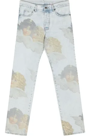 Fiorucci Angel-print mid-rise straight jeans