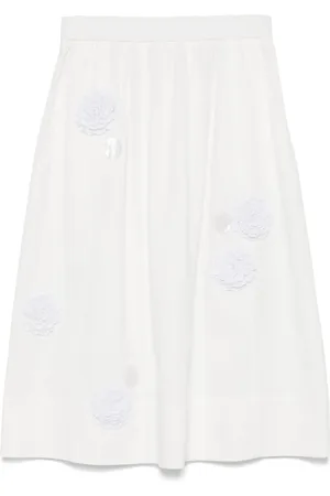 ODEEH Floral-appliqué midi skirt