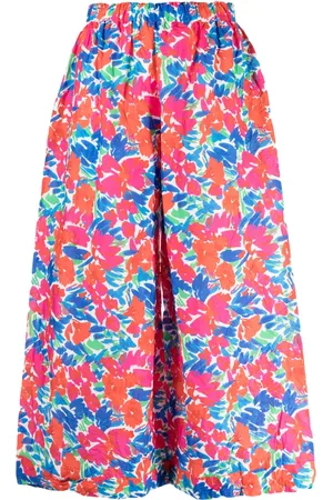 DANIELA GREGIS Floral-print cropped cotton trousers