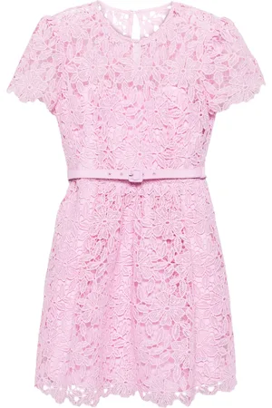 Self-Portrait Guipure-lace belted mini dress