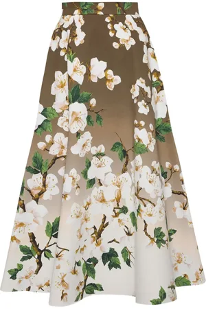 Oscar de la Renta Printed poplin skirt