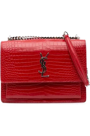 Saint Laurent 2016 Medium Croc Embossed Leather Sunset crossbody bag