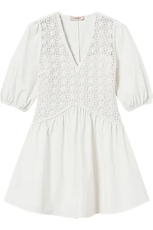 Twin-Set Crochet-panelled puff-sleeve dress