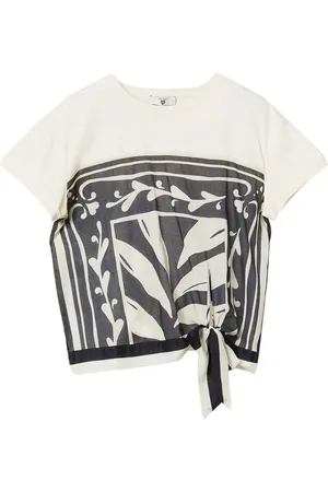 Twin-Set Graphic-print tie-front top